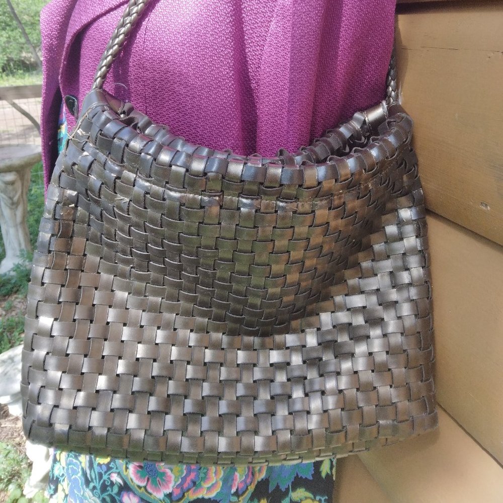 Braided bronze shoulder bag by Nine West